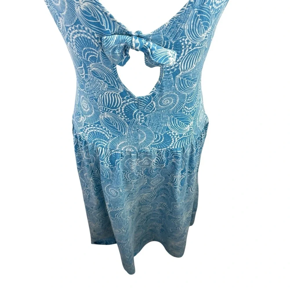 Vintage 1991 Laura Ashley Turquoise & White Seashell Cotton Midi Sundress Sz M - Picture 6 of 11
